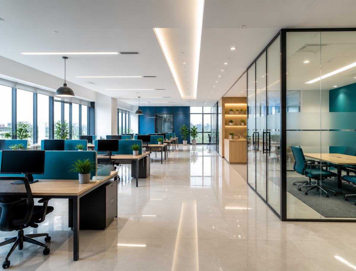 Gleaming modern office interior after professional cleaning