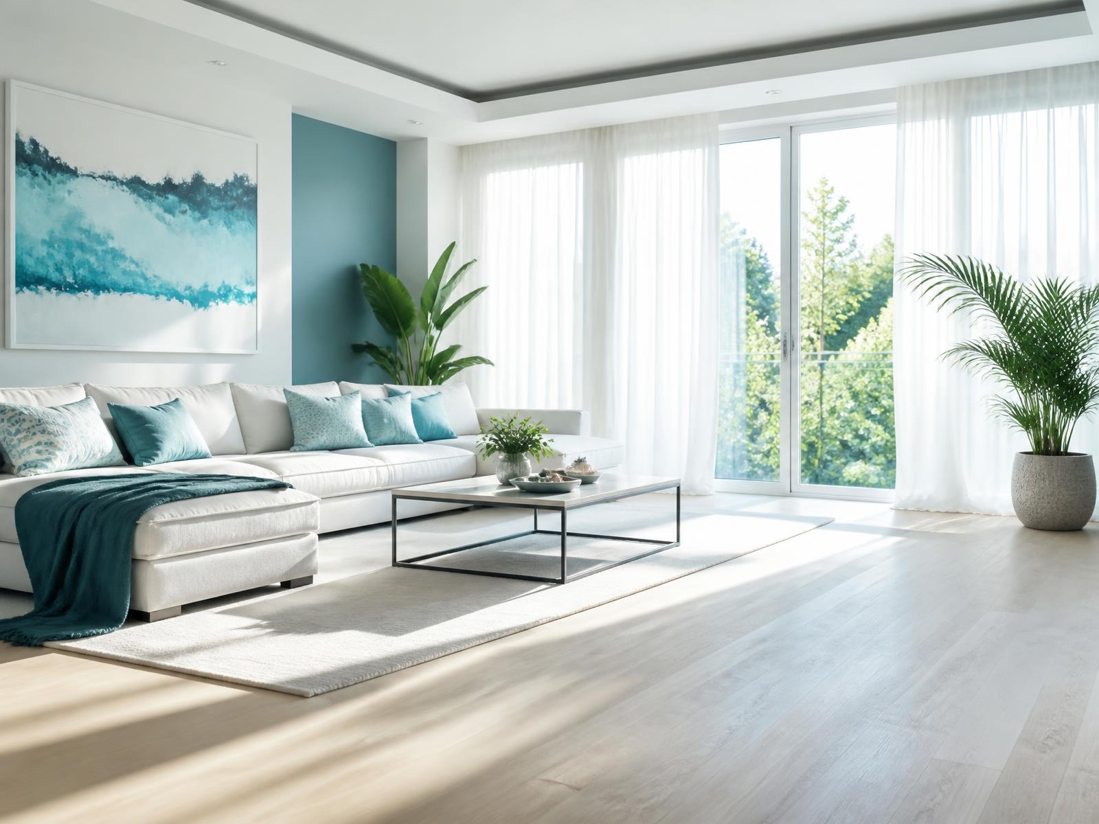 A bright, freshly cleaned living room with sunlight across the floor